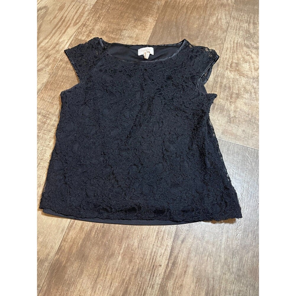 Laundry By Shelli Segal Top Womens Large Black Blouse